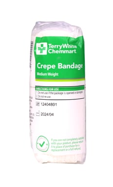 TerryWhite Chemmart Crepe Bandage Medium Weight 10cm X 1.6M - 1 roll