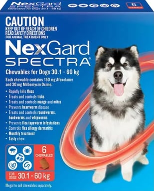 NexGard Spectra For Dogs 30.1-60kg - 3 chewable tablets