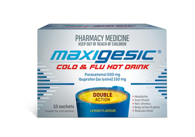 Maxigesic Cold & Flu Hot Drink 500mg/150mg - 10 sachets