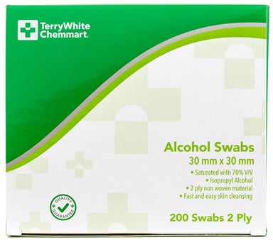 TerryWhite Chemmart Alcohol Swabs 2 Ply 200 pack
