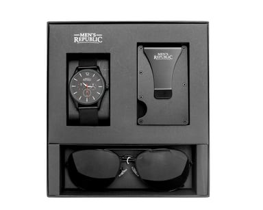 Men's Republic Watch Set With Card Wallet And Sunglasses 3 piece