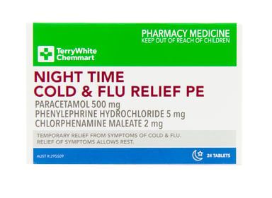 TerryWhite Chemmart Cold & Flu Relief Night PE 24 tablets
