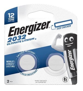 Energizer 3V 2032 Lithium Batteries ECR2032 - 2 pack
