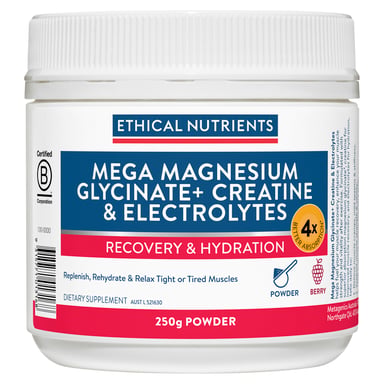 Ethical Nutrients Mega Magnesium Glycinate+ Creatine & Electrolytes 250g