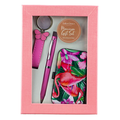 Lulu Grace Manicure Gift Set With Pen & Key Ring Flamingo 1 each