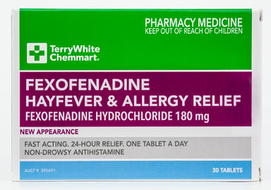 TerryWhite Chemmart Fexofenadine 180mg - 30 tablets