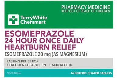 TerryWhite Chemmart Esomeprazole 24 Hour Once Daily Heartburn Relief 14 tablets