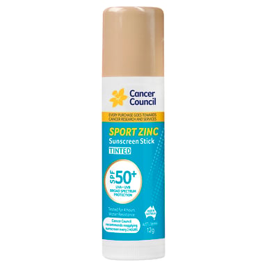 Cancer Council Sport Zinc Sunscreen Stick Tinted SPF50+ 12g