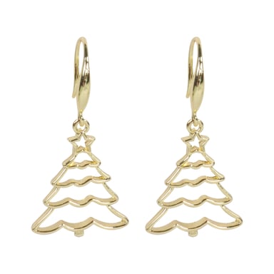 Wicked Sista Christmas Tree Hook Earrings Gold 1 each