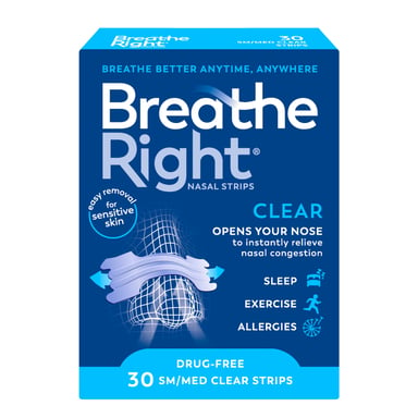 Breathe Right Clear Nasal Strip Regular 30 pack
