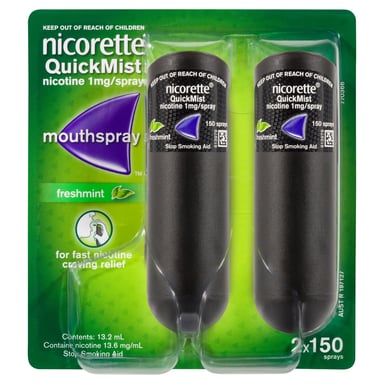 Nicorette Quick Mist Mouth Spray Freshmint 1mg 150 dose – 2 pack
