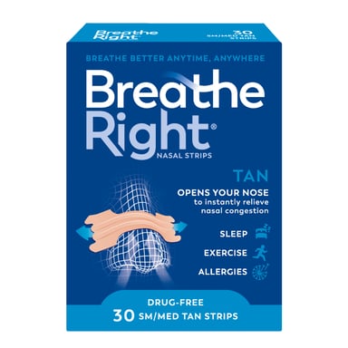 Breathe Right Nasal Strips Tan Small/Medium 30 pack