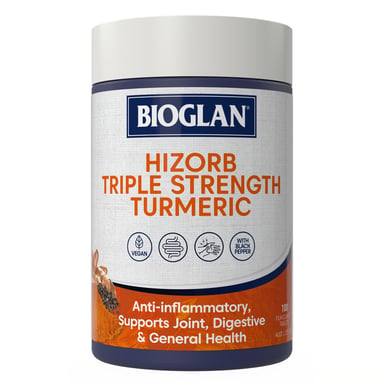 Bioglan Hizorb Triple Strength Turmeric 100 tablets