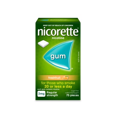 Nicorette Gum Freshfruit 2mg 75 pieces