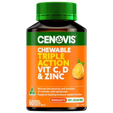 Cenovis Chewable Triple Action Vitamin C, D & Zinc 60 tablets