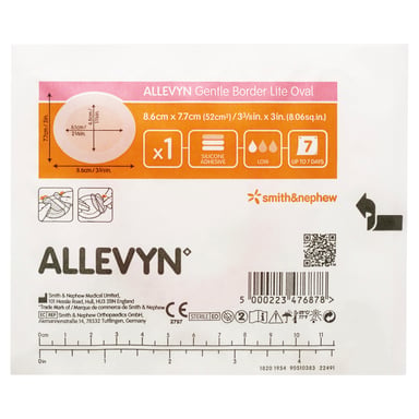 Allevyn Gentle Border Lite Oval 8.6cm X 7.7cm - 1 each