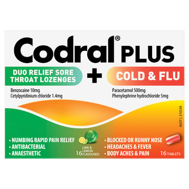 Codral Plus Cold & Flu + Sore Throat Lozenges 1 kit