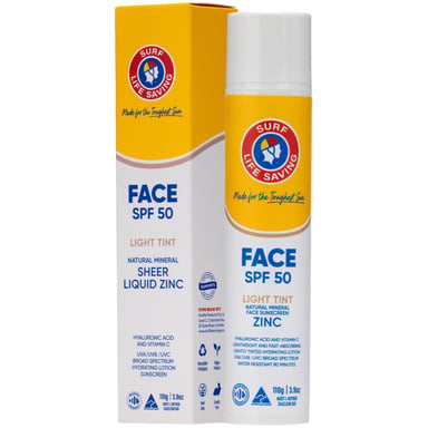 Surf Life Saving Sunscreen Zinc Face SPF50 Pump - Lightly Tinted 110g