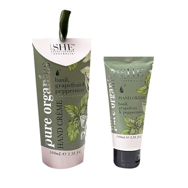 She Aromatherapy Pure Organics Hand Cream Basil, Grapefruit & Peppermint 100ml