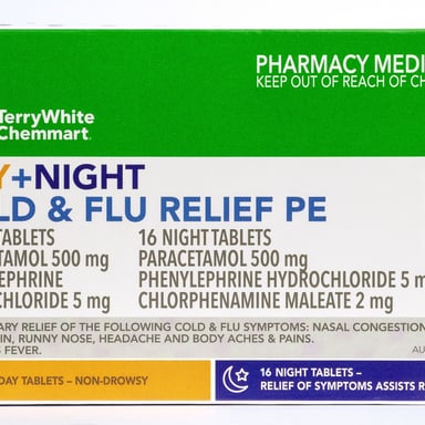 TerryWhite Chemmart Cold & Flu Relief Day & Night PE 48 tablets