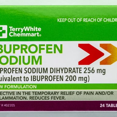 TerryWhite Chemmart Ibuprofen Sodium 256mg - 24 tablets