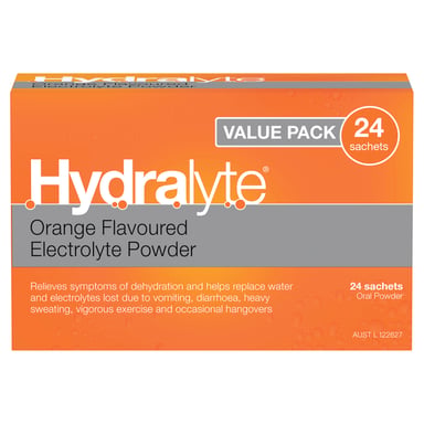 Hydralyte Electrolyte Powder Orange Flavoured Value pack 24 Sachets