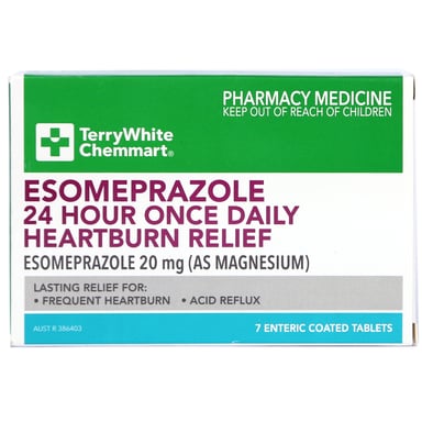 TerryWhite Chemmart Esomeprazole 24 Hour Once Daily Heartburn Relief 7 tablets