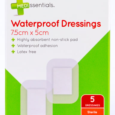 Medissentials Basic Waterproof Dressing 7.5cm X 5cm - 5 pack