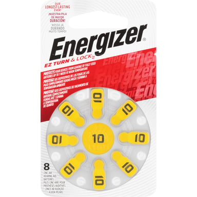 Energizer Zero Mercury Hearing Aid Batteries AZ10 Turn & Lock 8 pack