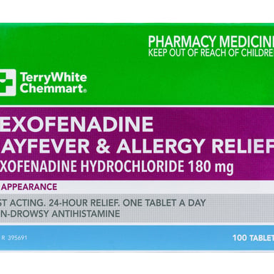 TerryWhite Chemmart Fexofenadine 180mg - 100 tablets