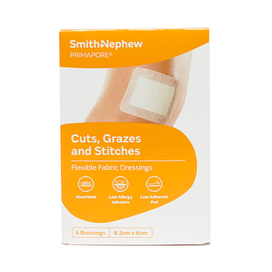 Primapore Adhesive Wound Dressing Strip 8.3cm X 6cm - 5 pack