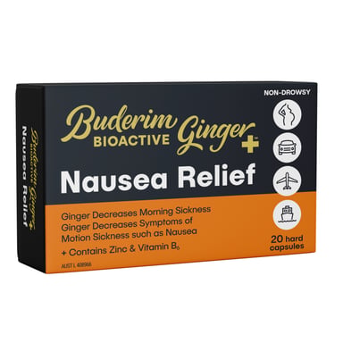 Buderim Bioactive Ginger+ Nausea Relief 20 capsules