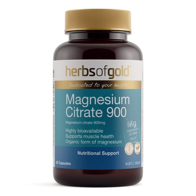 Herbs of Gold Magnesium Citrate 900 - 60 vegetarian capsules