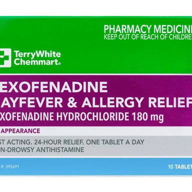 TerryWhite Chemmart Fexofenadine 180mg - 10 tablets