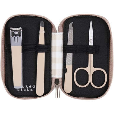 Wicked Sista Zipper Manicure Set Classic Gingham 4 piece