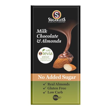 Sugarless Milk Chocolate & Almond 150g