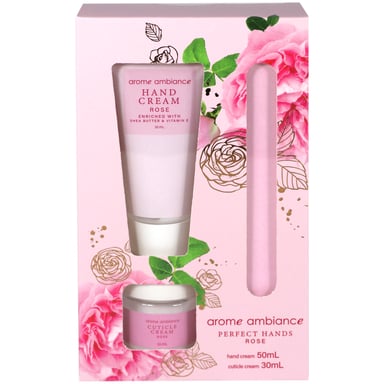 Arome Ambiance Floral Glimmer Perfect Hands Gift Set Rose 3 piece