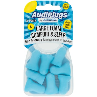 Audiplugs Large Foam Comfort & Sleep Ear Plugs 4 pairs