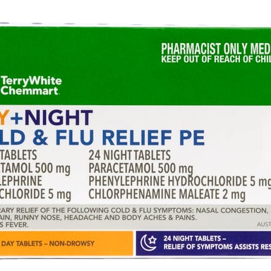 TerryWhite Chemmart Cold & Flu Relief Day & Night PE 72 tablets