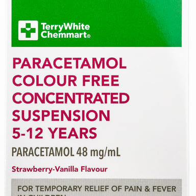 TerryWhite Chemmart Paracetamol Colour Free Suspension 5-12 Years - 200ml