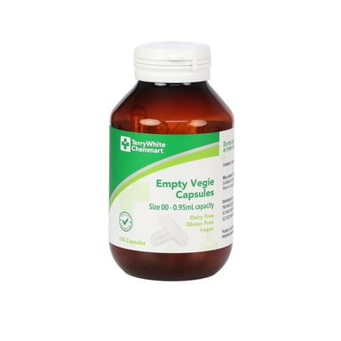 TerryWhite Chemmart Empty Vegie Capsules Size 00 - 100 capsules