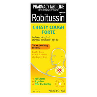 Robitussin Chesty Cough Forte Oral Liquid Fruit Flavour 200ml