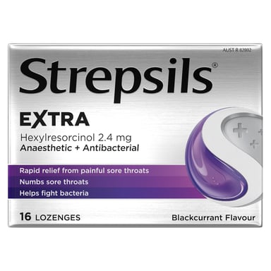 Strepsils Extra Blackcurrant Throat 16 lozenges