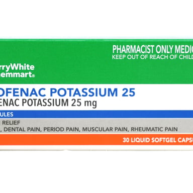 TerryWhite Chemmart Diclofenac Potassium 25mg - 30 liquid capsules