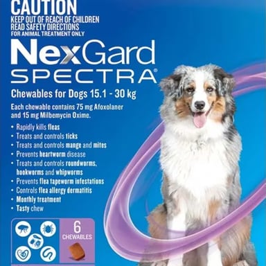 NexGard Spectra For Dogs 15.1-30kg - 3 chewable tablets