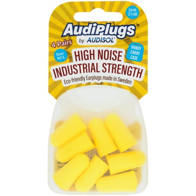 Audiplugs High Noise Industrial Strength Ear Plugs 4 pairs