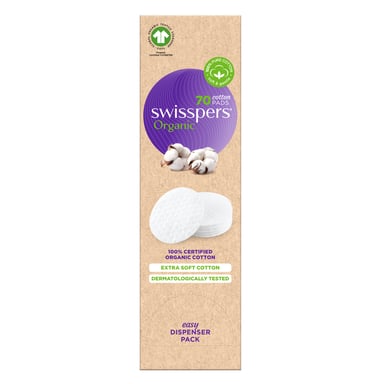 Swisspers Organic Round Pads - Eco Dispenser 70 pack