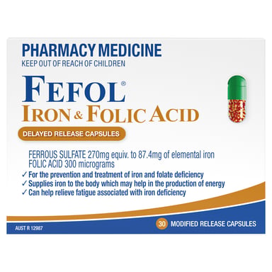Fefol Iron & Folic Acid 30 capsules