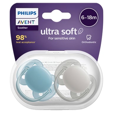 Avent Soft Soother Plain Mixed, 6-18 Months SCF091/34 - 2 pack
