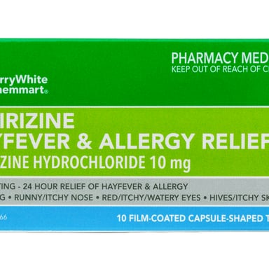 TerryWhite Chemmart Cetirizine Hay Fever & Allergy Relief 10 tablets